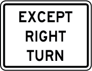 except right turn sign