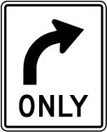 only right turn sign