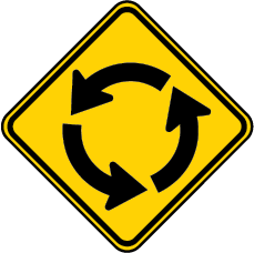 roundabout ahead sign