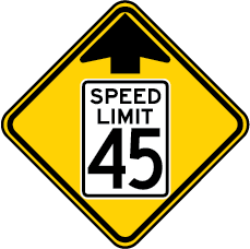 reduced speed limit ahead sign