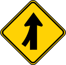 merging traffic left sign