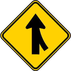 merging traffic right sign