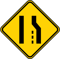 lane reduction sign