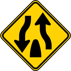 divided highway ends sign