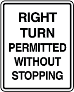 right turn without stopping sign