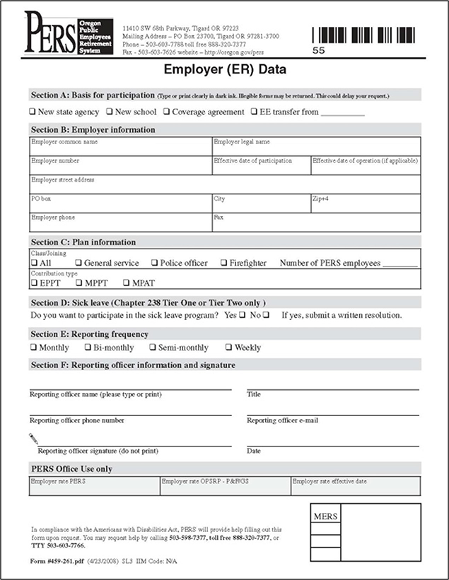 Image of Employer Data Form