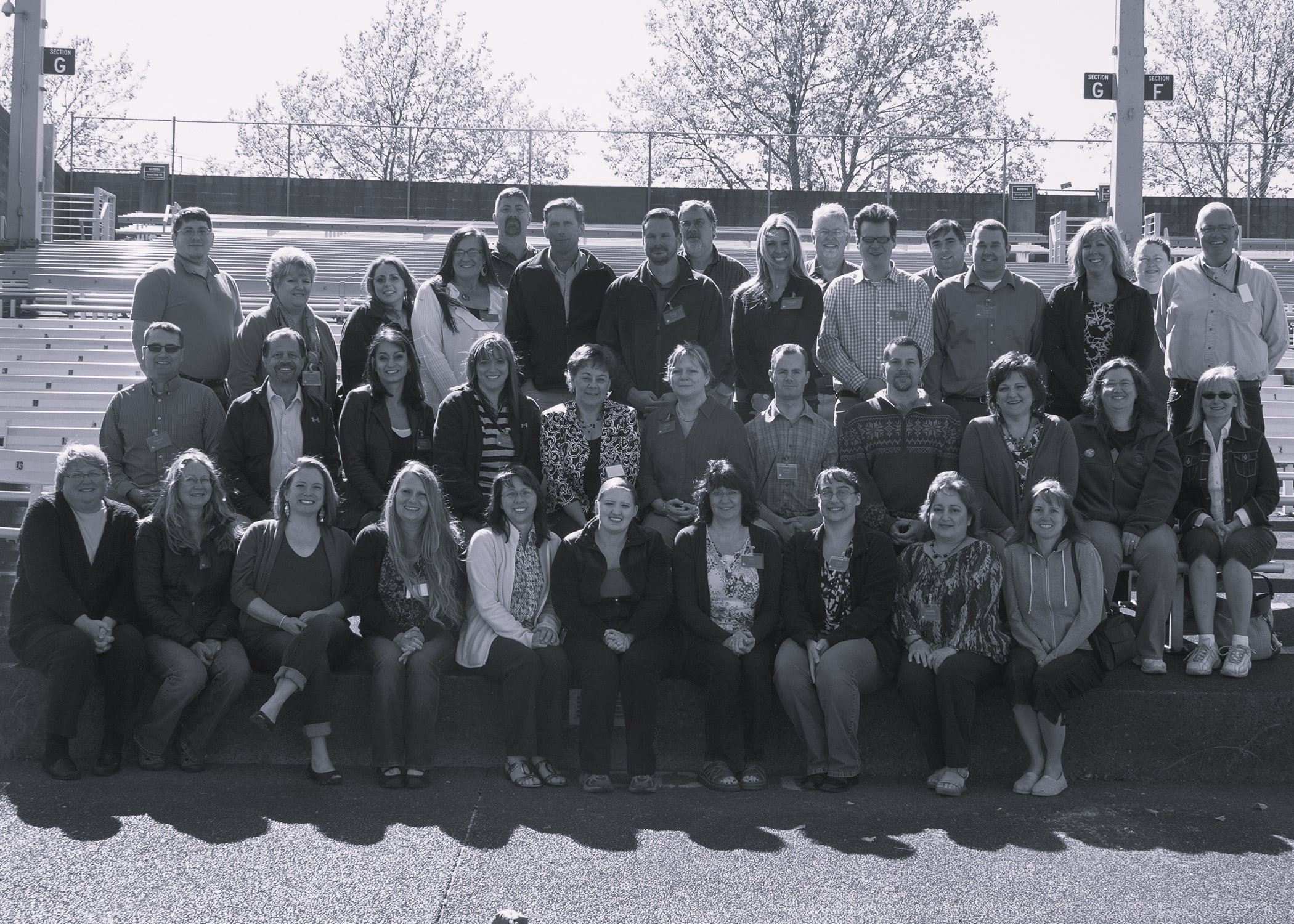 Black and white picture of Team Lead graduates 2013. 