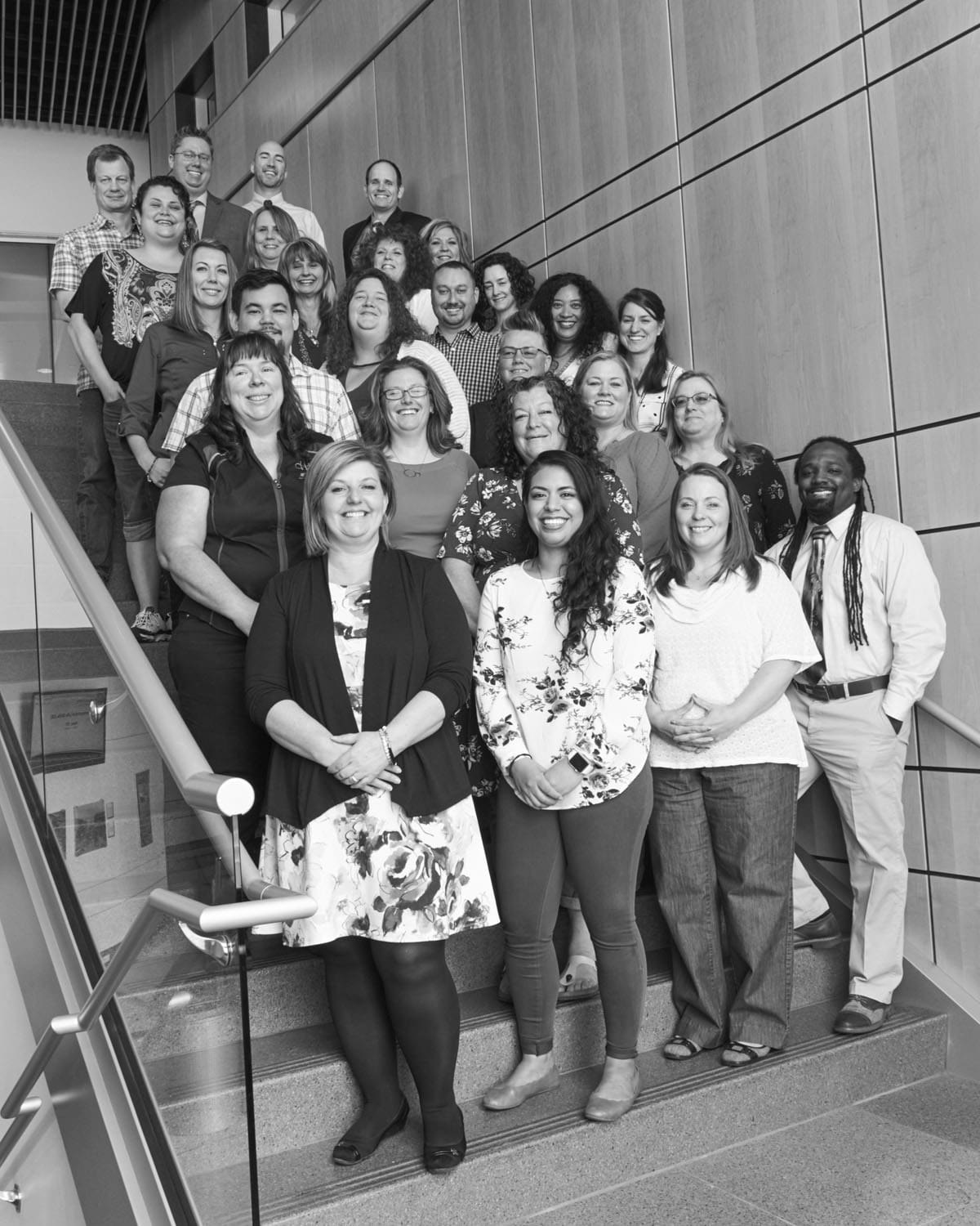 Black and white picture of Aspiring Leadership Program graduates 2018. 