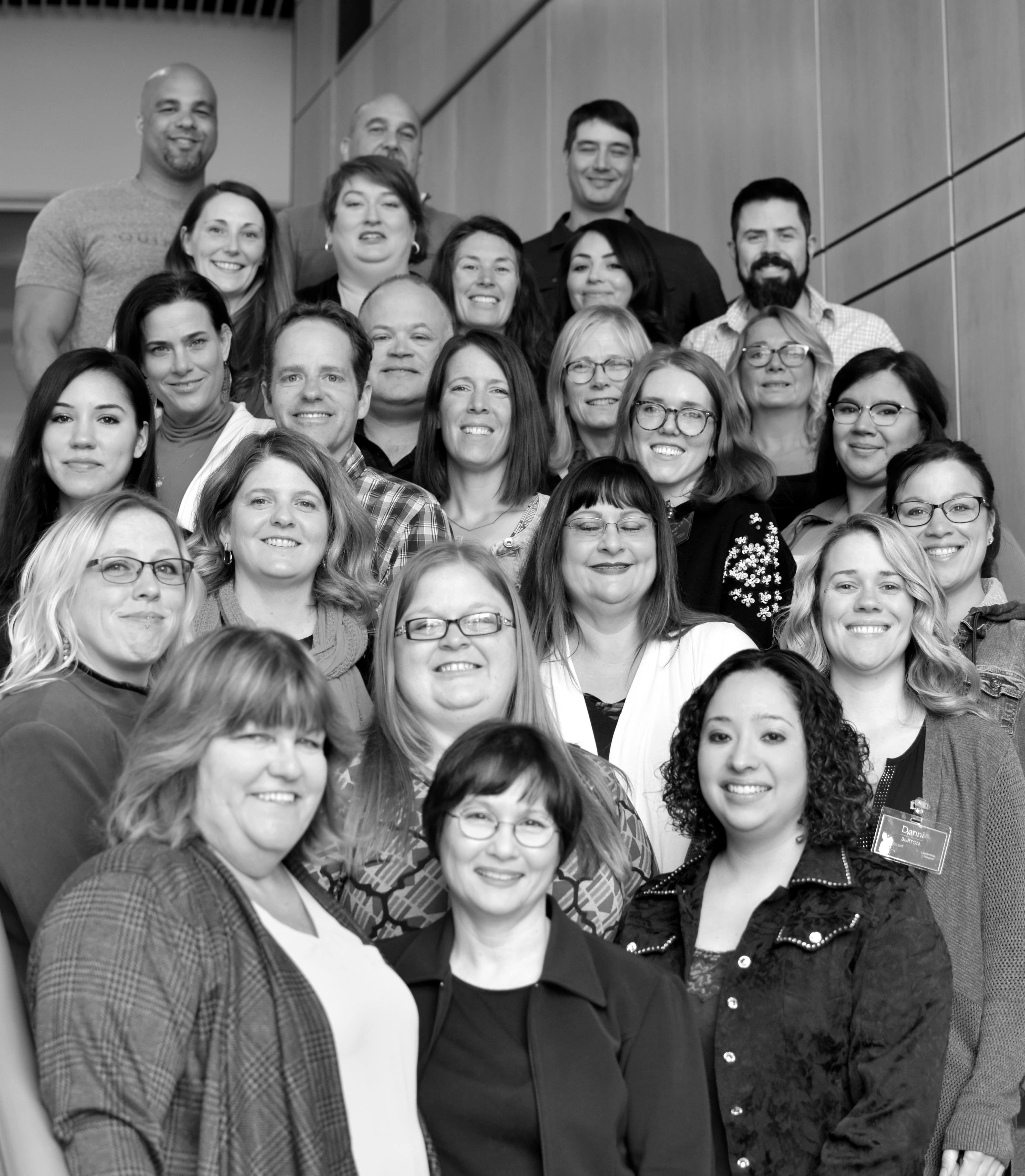 Black and white picture of Aspiring Leadership Program graduates 2019. 