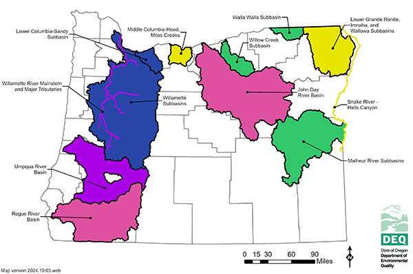 map of temperature tmdl replacement projects