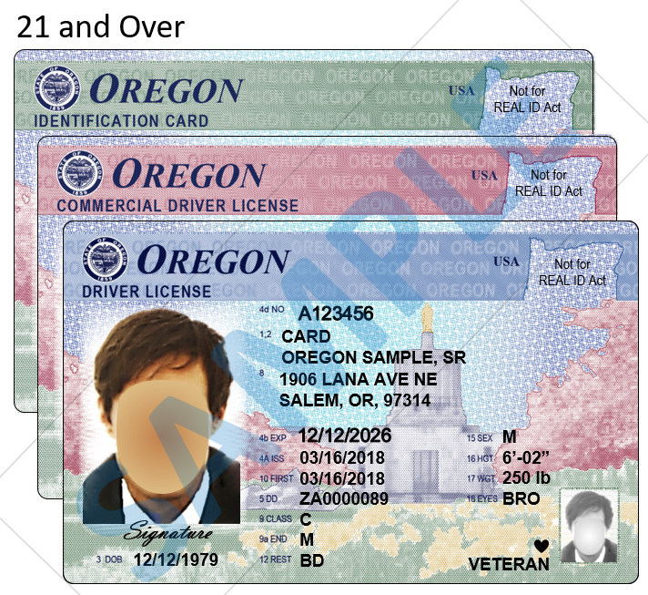 Oregon Department of Transportation Sample Oregon Driver Licenses and