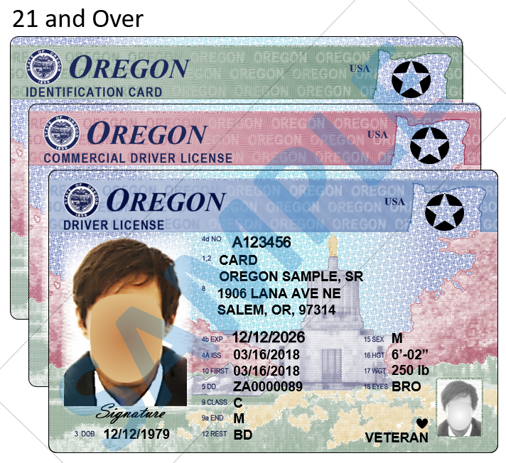Oregon Department Of Transportation Sample Oregon Driver Licenses And Id Cards Oregon Driver Motor Vehicle Services State Of Oregon