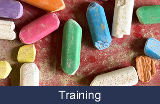 Picture of colored chalk and Training banner