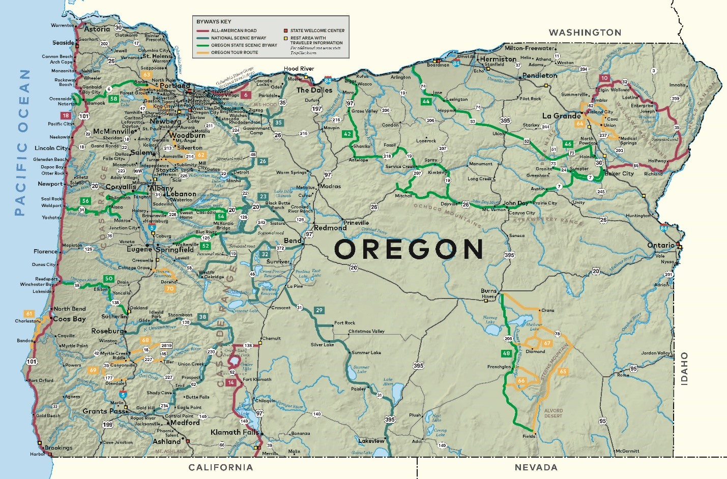 Oregon Scenicbyways Map 