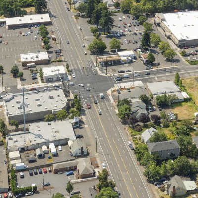 An overhead view of the streets where the construction took place.