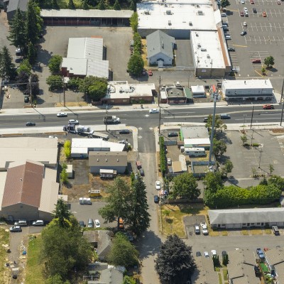 An overhead view of the streets where the construction took place.