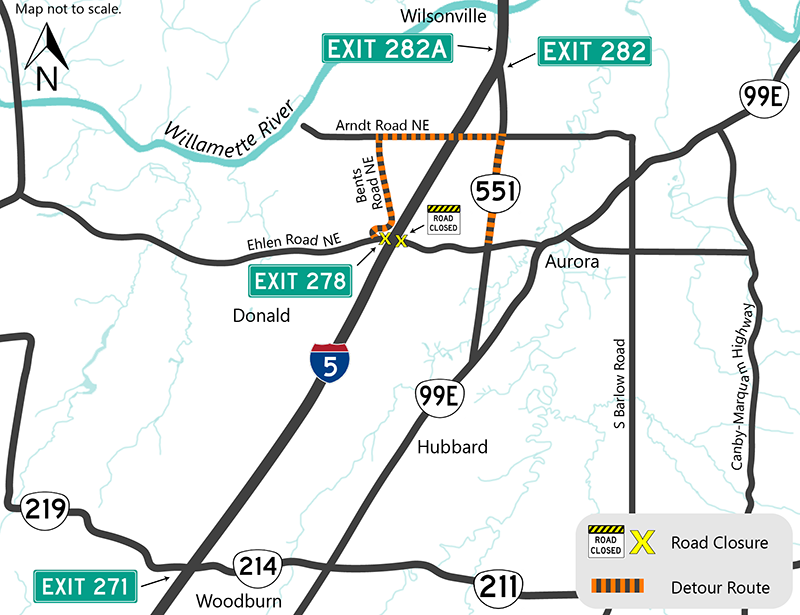 Ehlen Road closure detour route