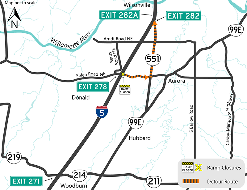 Northbound on ramp closure detour map