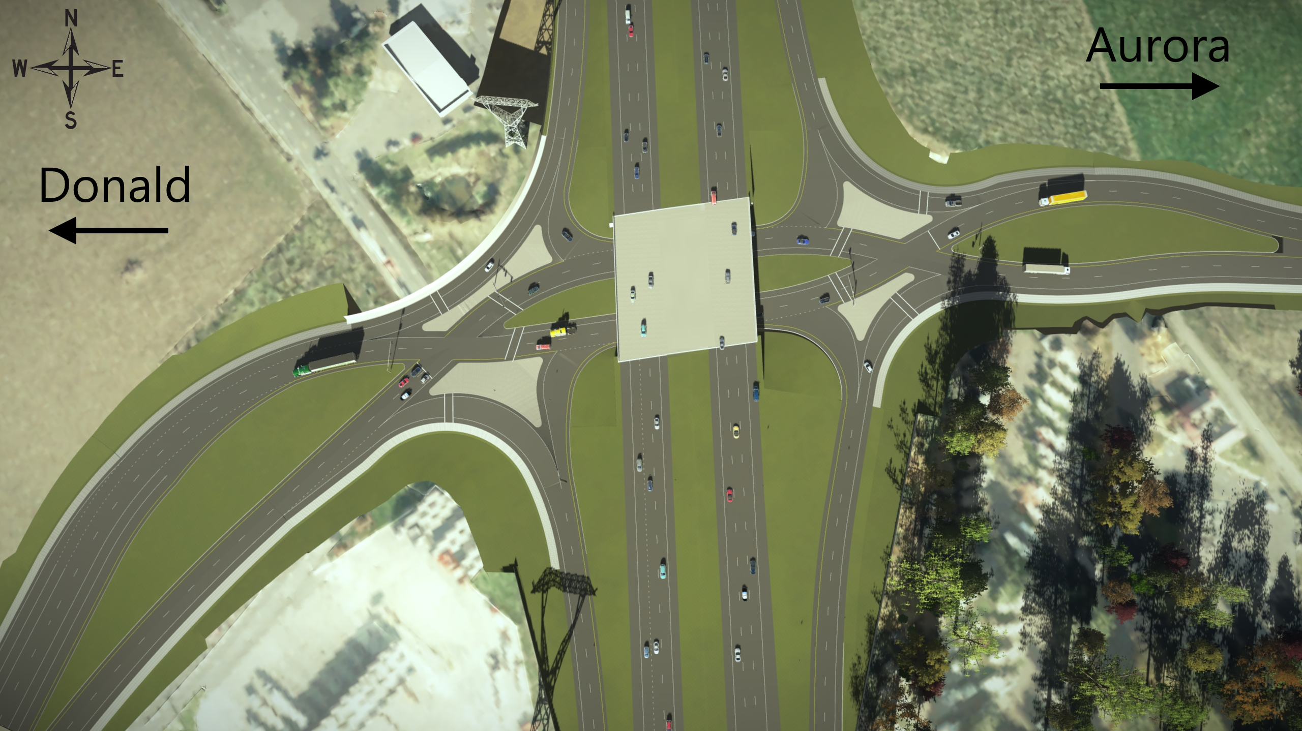 Rendering of the Diverging Diamond at Exit 278