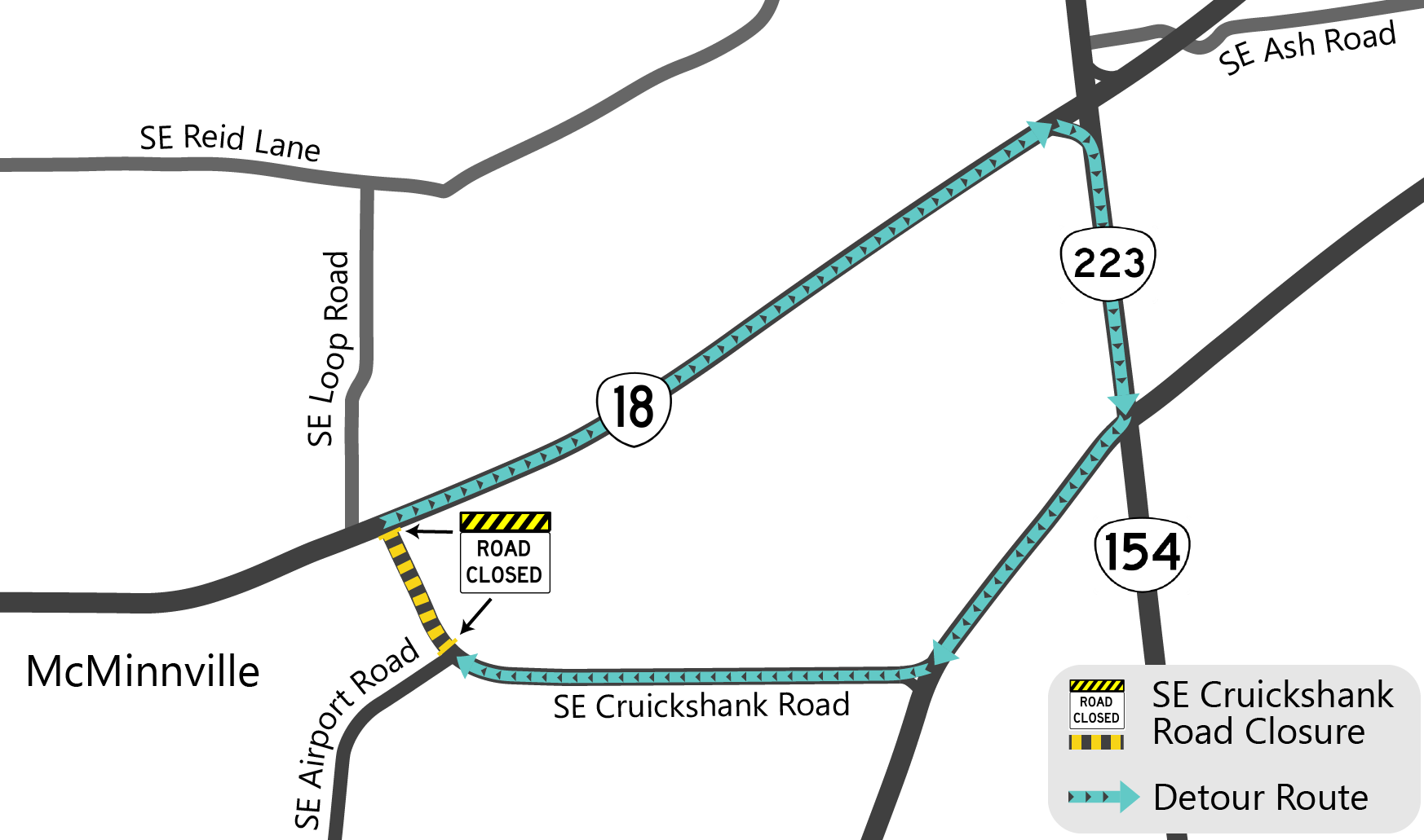 Plan ahead – SE Cruickshank Road closure for OR 18 paving work