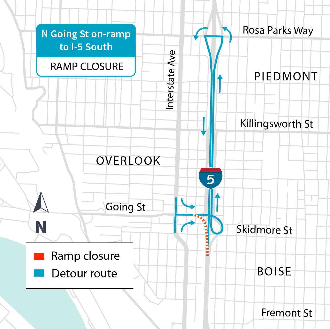 Oregon Department Of Transportation Project Details Projects   Going%20St To I5 S Detour Map 015.7 