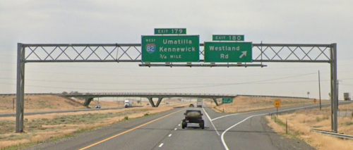 Signs at Exit 179 and Exit 180 westbountd on I-84.