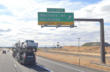 Sign at Exit 180 eastbound on I-84.