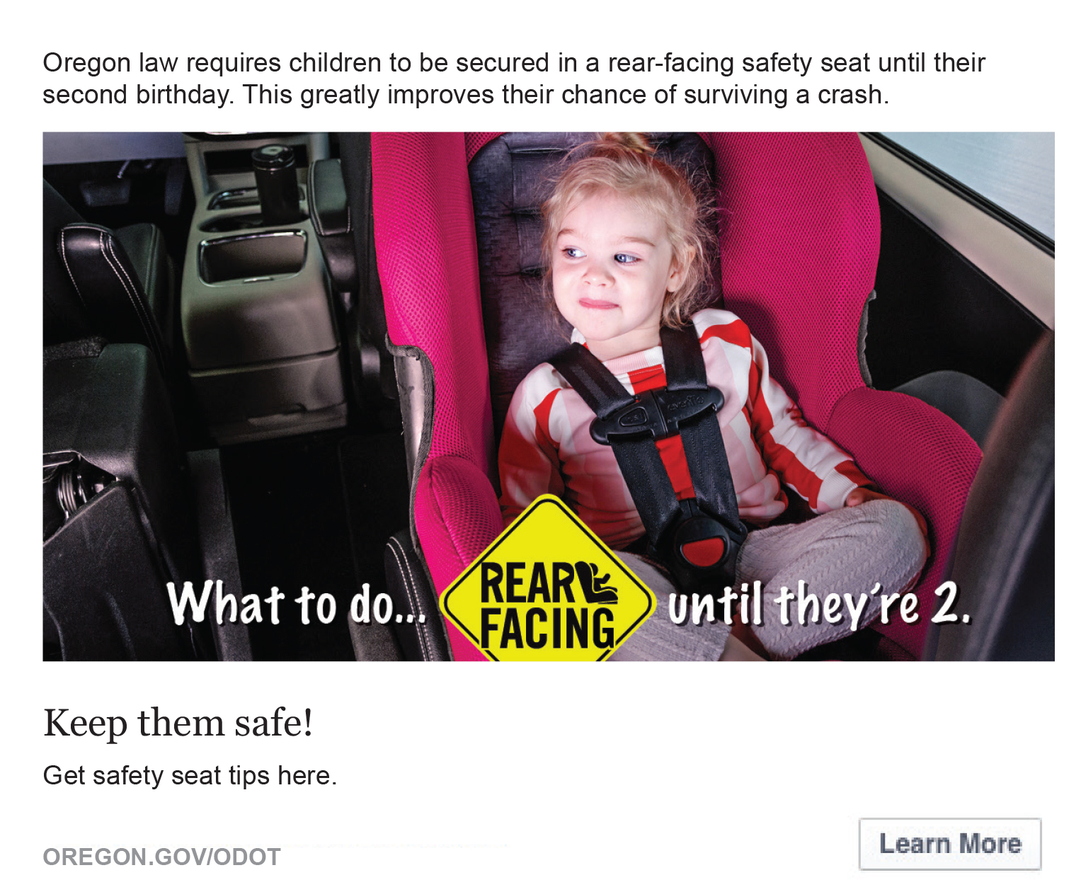 Oregon Department of Transportation : Safety Belts & Child Seats : Safety :  State of Oregon