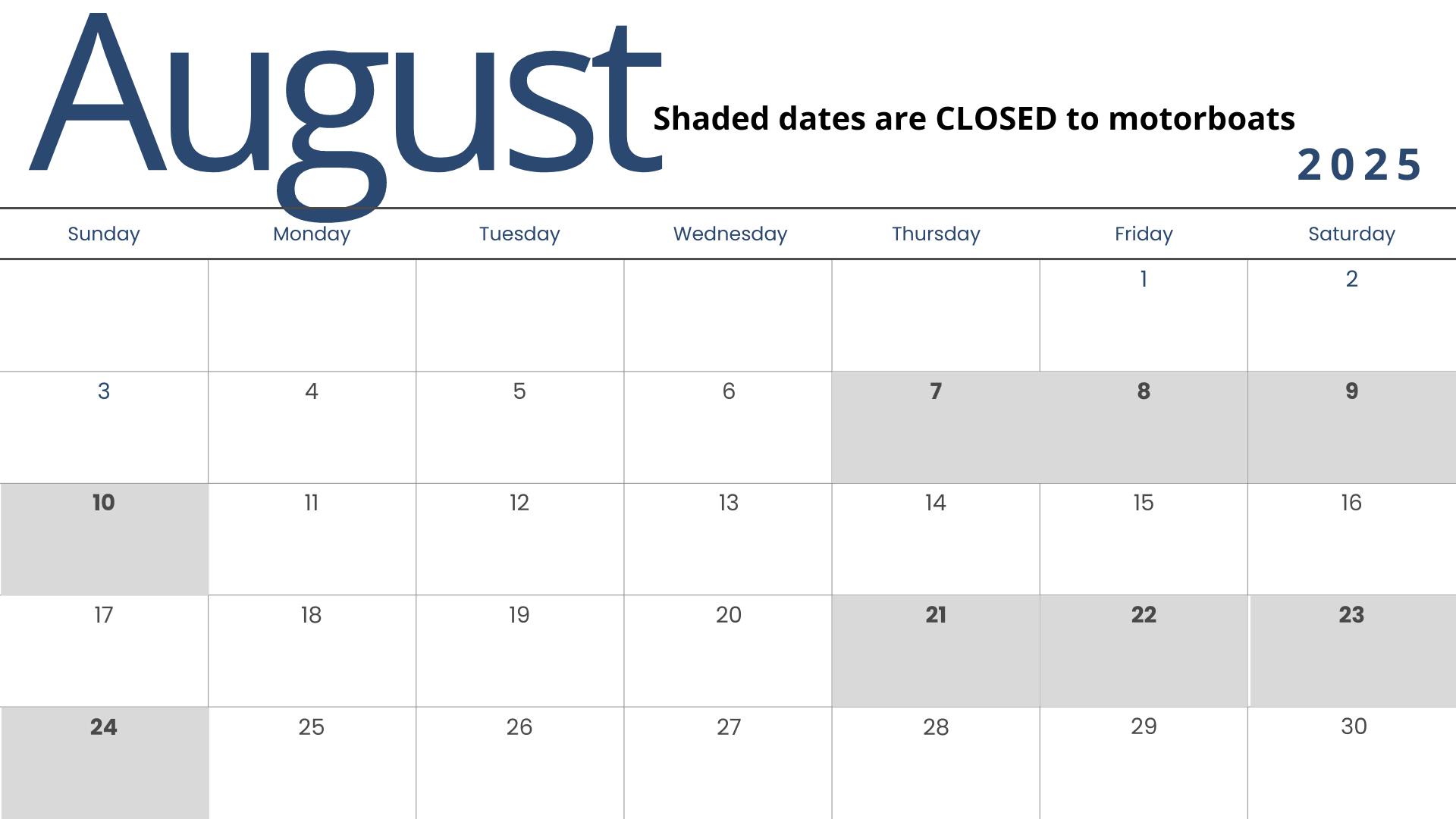 Lower Deschutes Motorboat Schedule August 2025