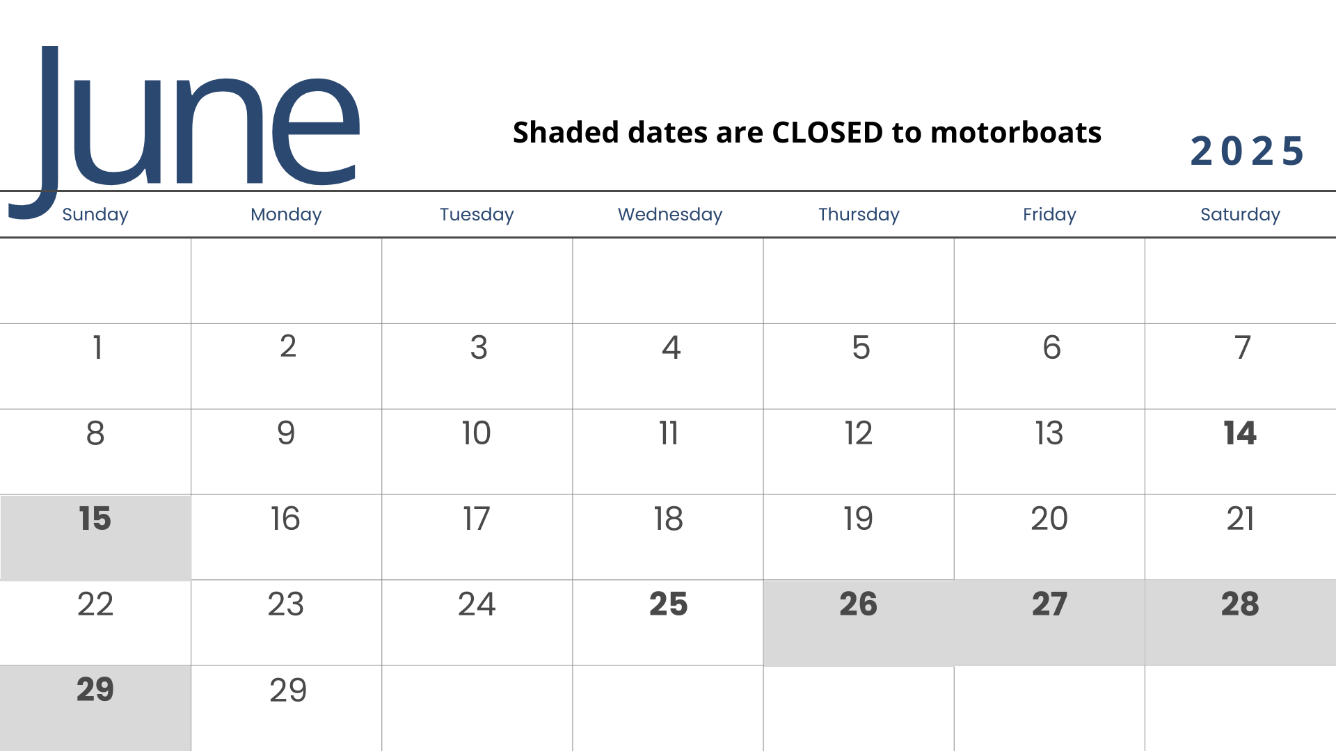 Lower Deschutes Motorboat Schedule June 2025