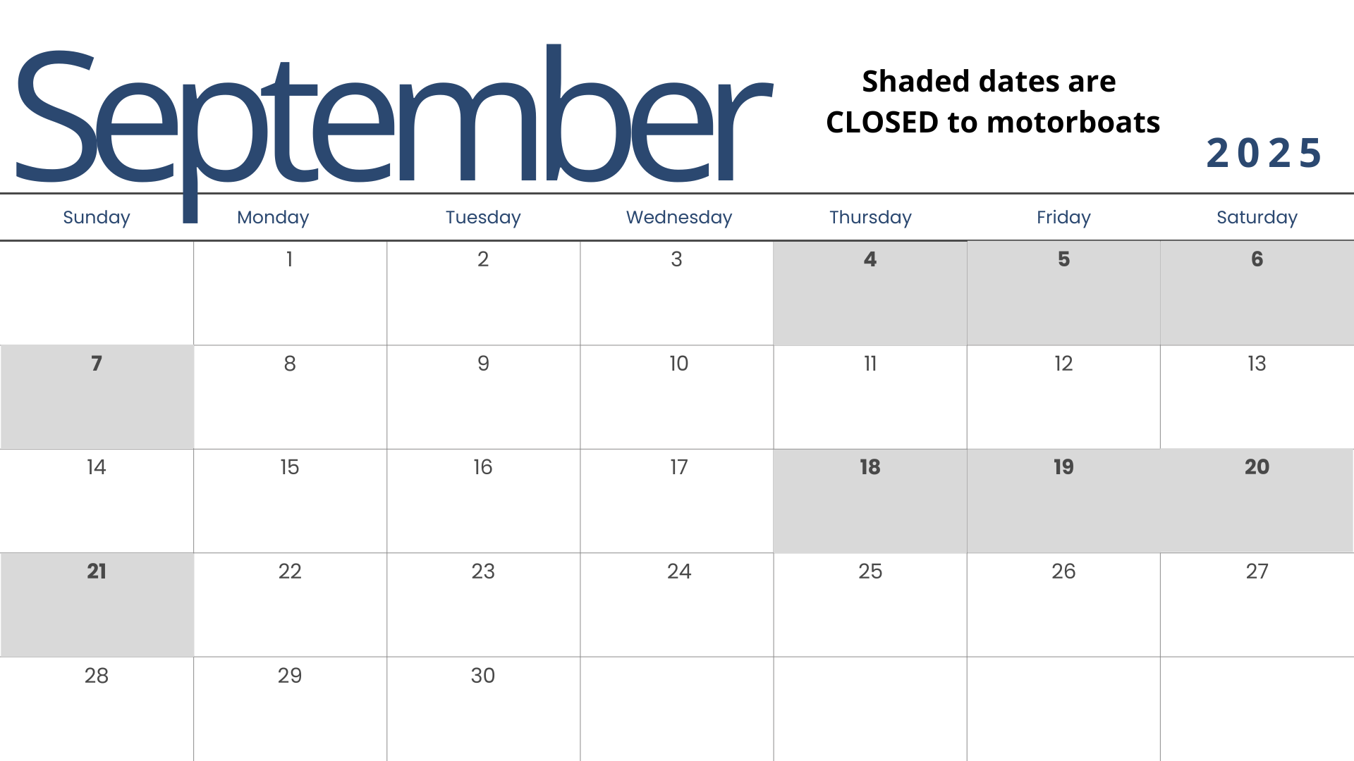 Lower Deschutes Motorboat Schedule September 2025