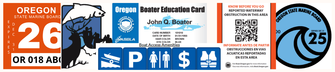 Header image with images of boat registration or other credentials and requirements by the Marine Board