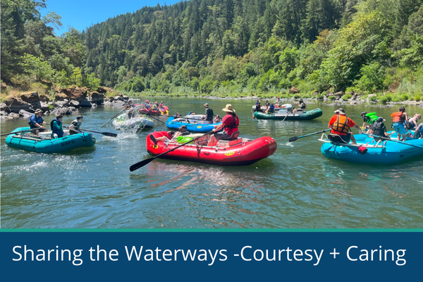 Group of rafters on a river in Oregon